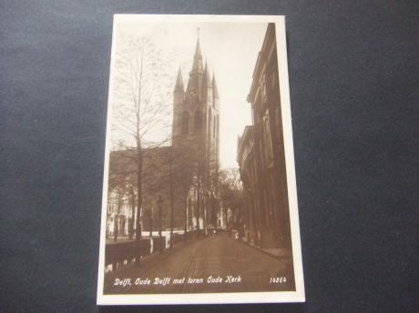 Delft Oude Delft met toren Oude kerk 1922